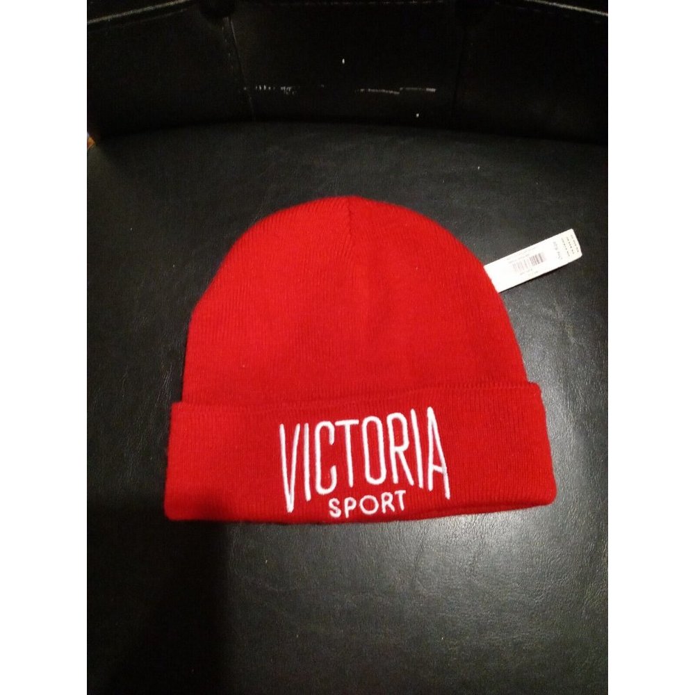 VICTORIA'S SECRET VICTORIA SPORT RED BEANIE HAT NEW WITH TAGS ONE SIZE - Picture 7 of 8
